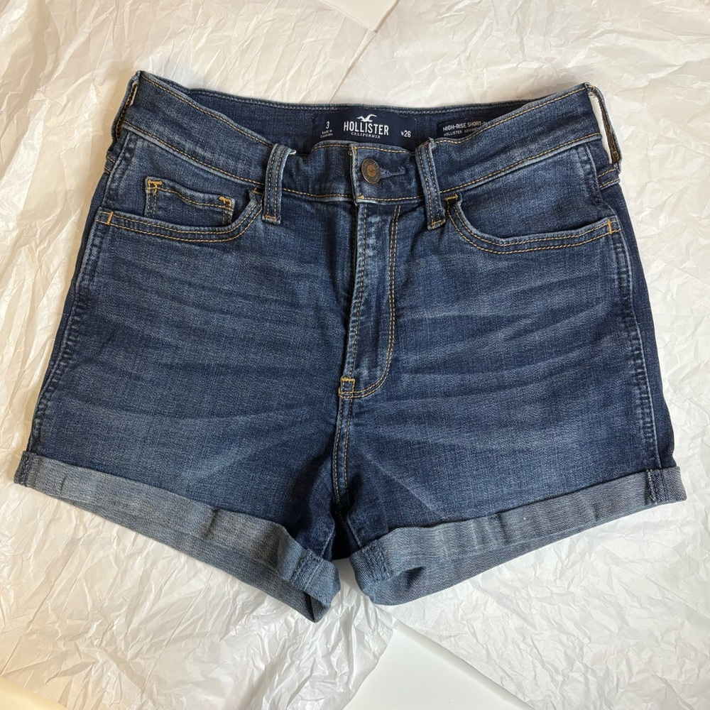Hollister Women's Dark Blue Jean Shorts